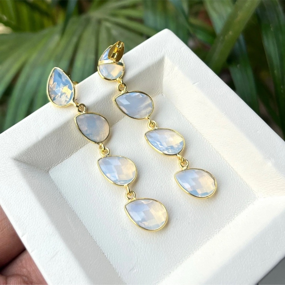FIRE OPALITE 24k GOLD ELECTROPLATED EARRINGS